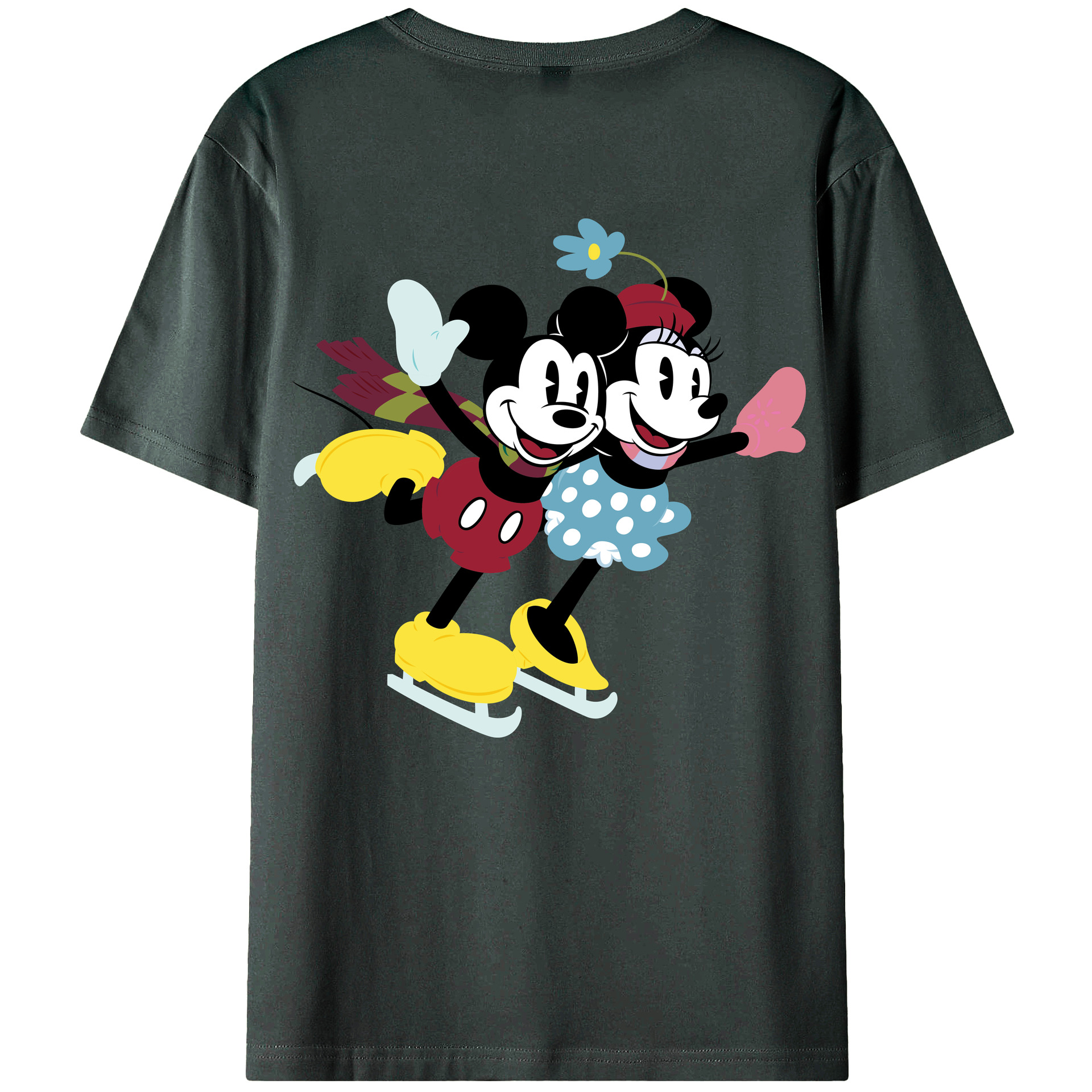ミッキーマウス Mickey Mouse 綿100％ メンズ半袖Tシャツ（バックプリント） 通気性